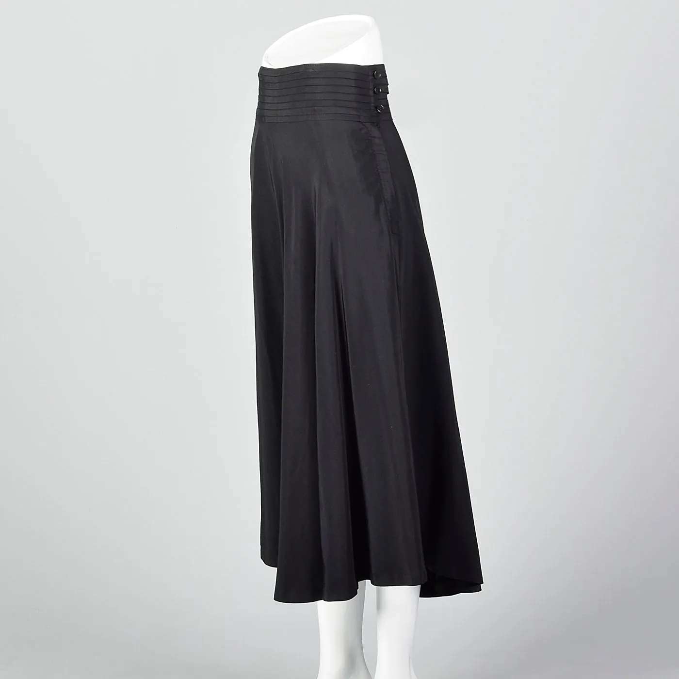 1950s Black Pleated Waistband Skirt