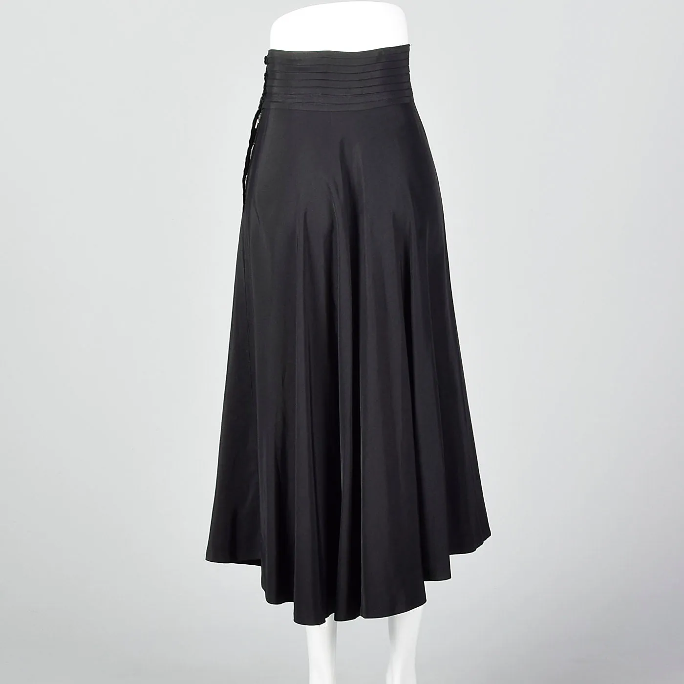 1950s Black Pleated Waistband Skirt