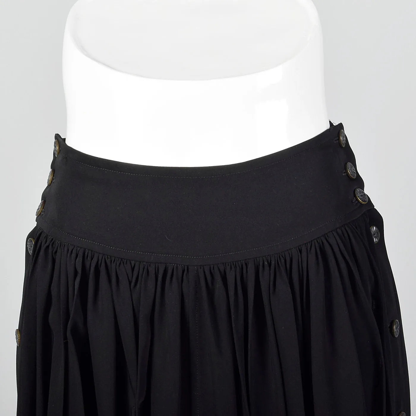 1990s Black Asymmetric Pleated Skirt