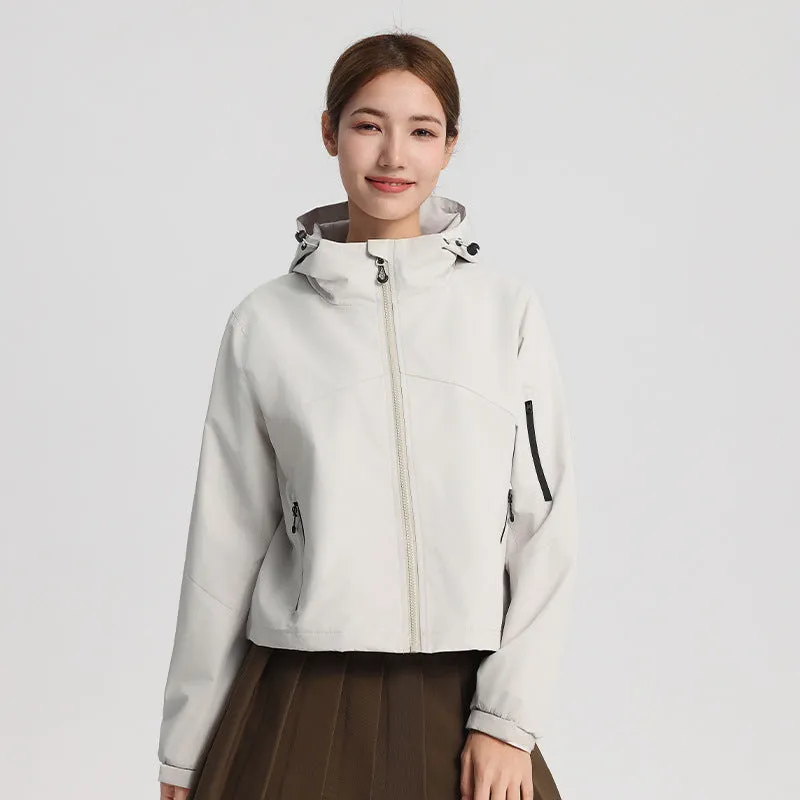 2025 Spring/Summer New Women's Short Trench Coat - Windproof and Waterproof Jacket for Outdoor Sports and Casual Mountaineering