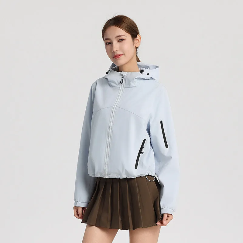 2025 Spring/Summer New Women's Short Trench Coat - Windproof and Waterproof Jacket for Outdoor Sports and Casual Mountaineering