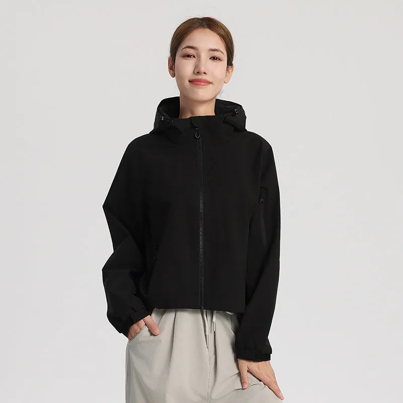 2025 Spring/Summer New Women's Short Trench Coat - Windproof and Waterproof Jacket for Outdoor Sports and Casual Mountaineering