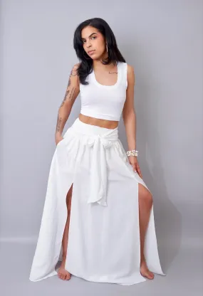 A Tocuh Of Chic Bobo White Double Split Maxi Skirt