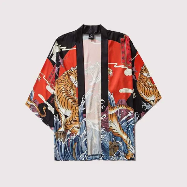 Black and Red Kimono Cardigan