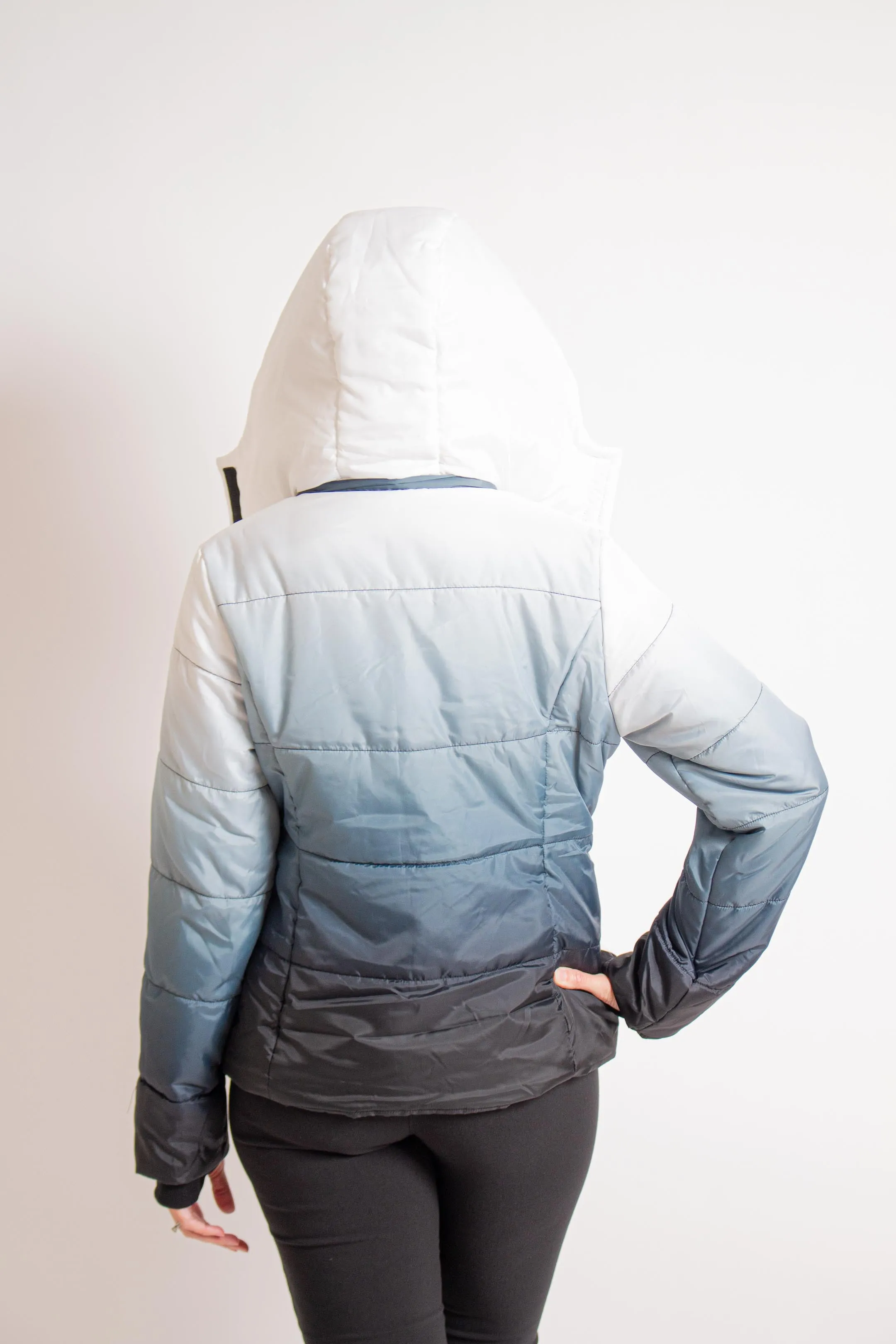 Black/ White Ombre Puffer Jacket