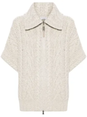 BRUNELLO CUCINELLI Luxurious Wool-Cashmere Zip Cardigan with Monili Detail