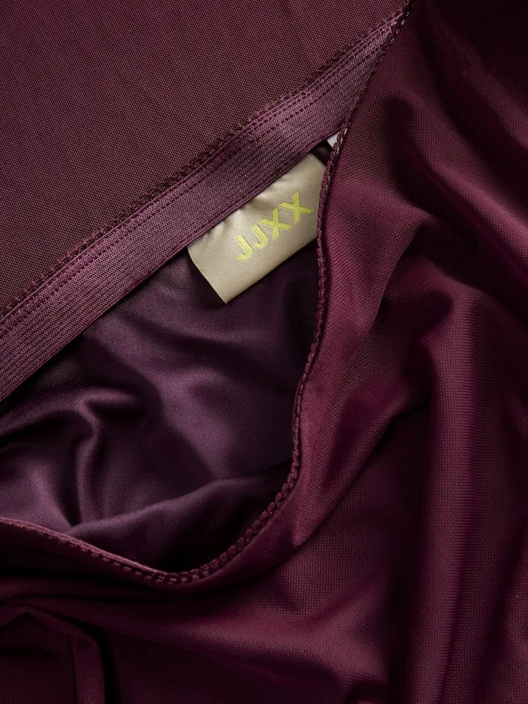 Burgundy Mesh Maxi Skirt