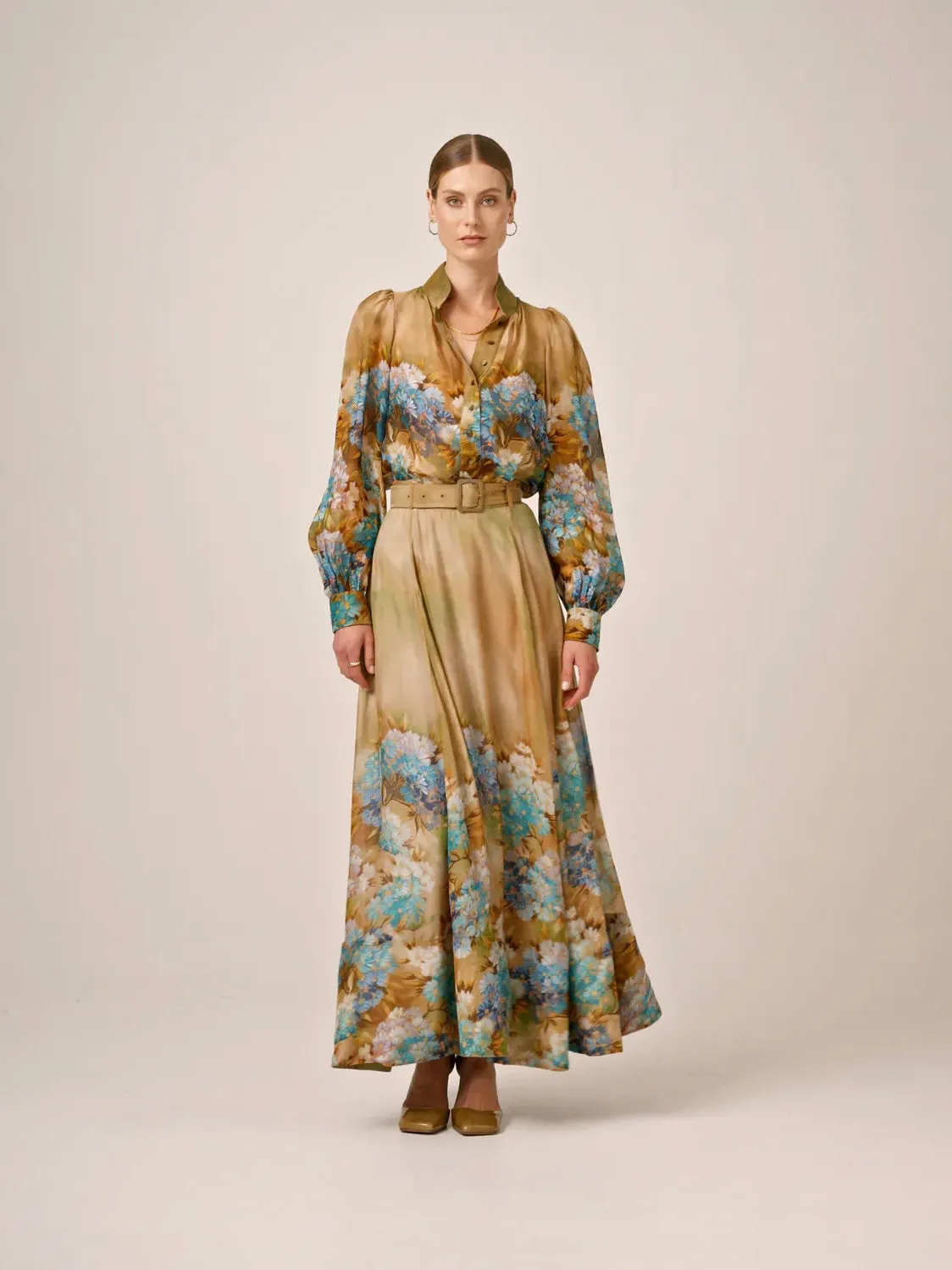 BY TI MO ORGANZA MAXI SKIRT FOREST FLOWER