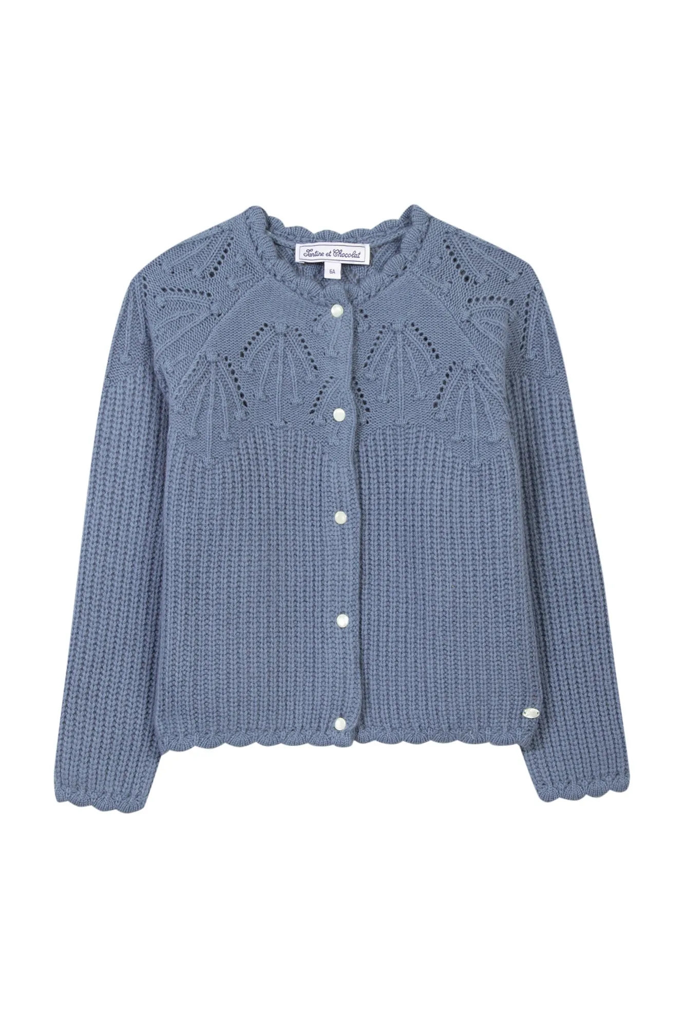 Cardigan - Cornflower openwork jersey