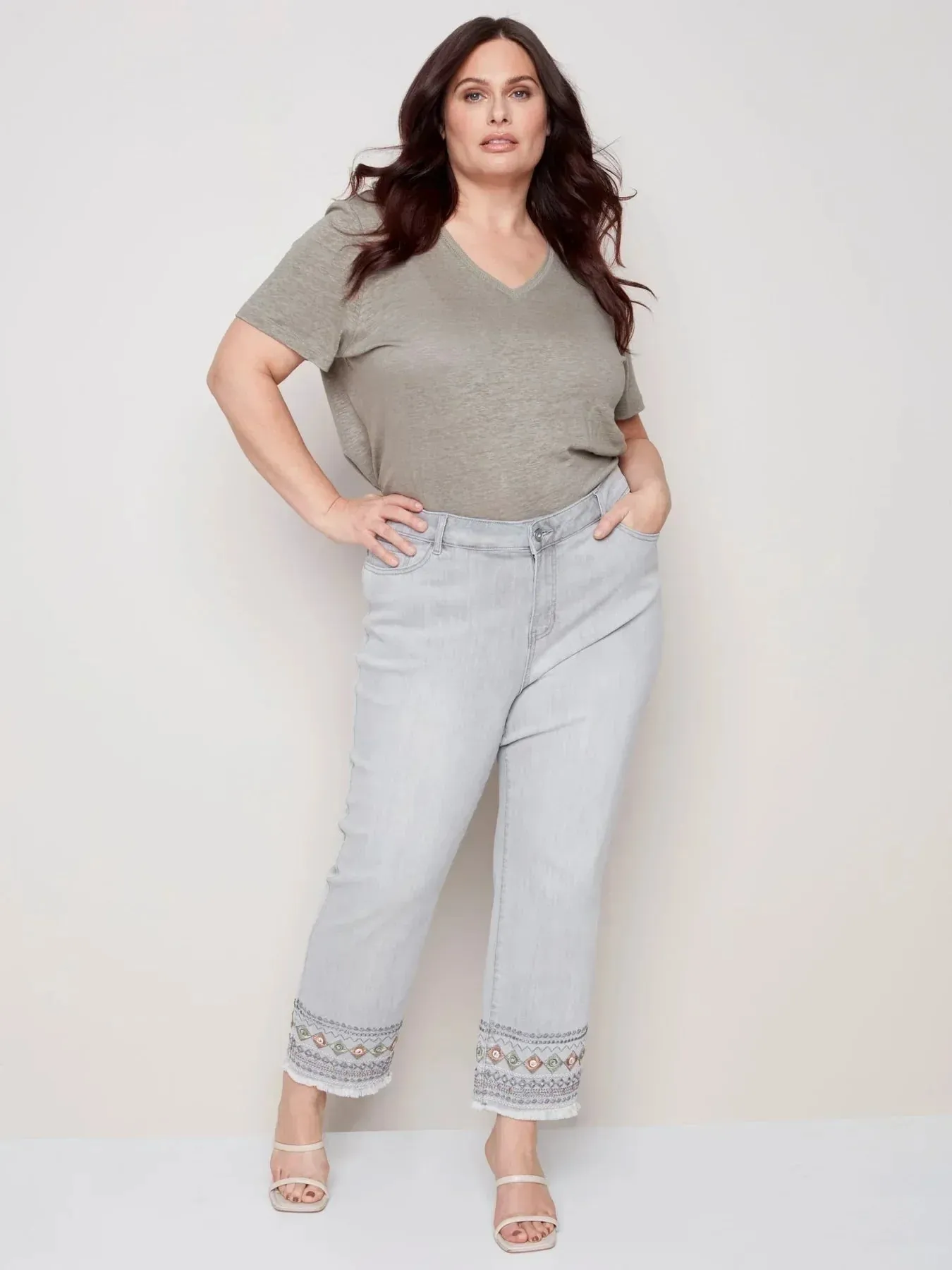Charlie B Women's Embroidered Jeans Plus