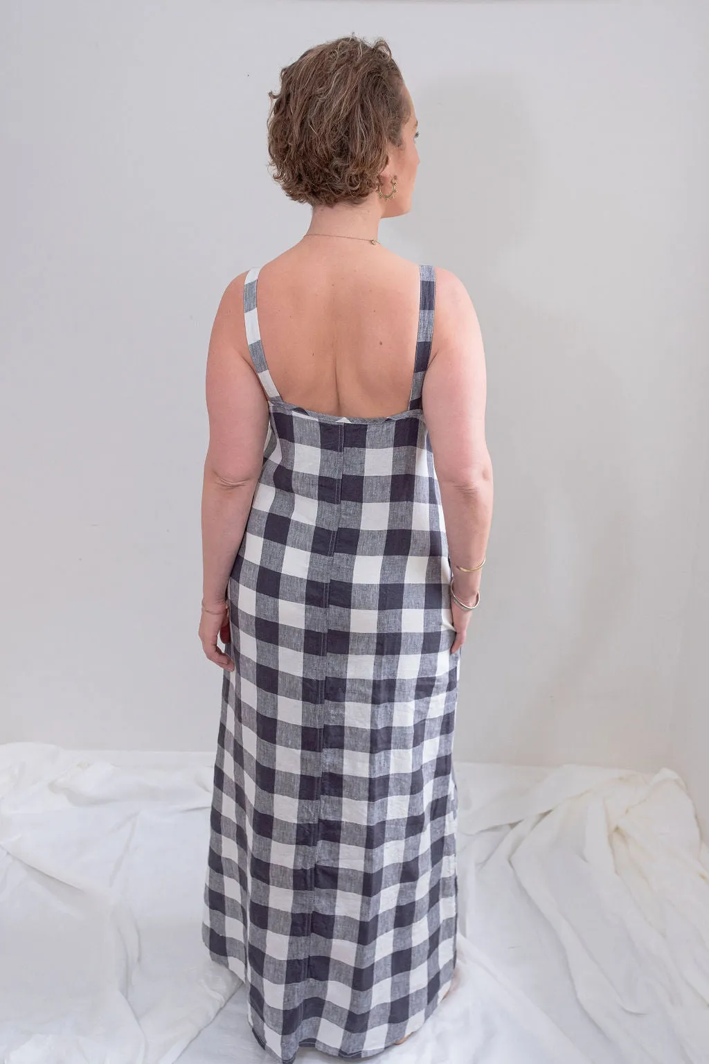 CLEARANCE: Linen Maxi Dress - Check