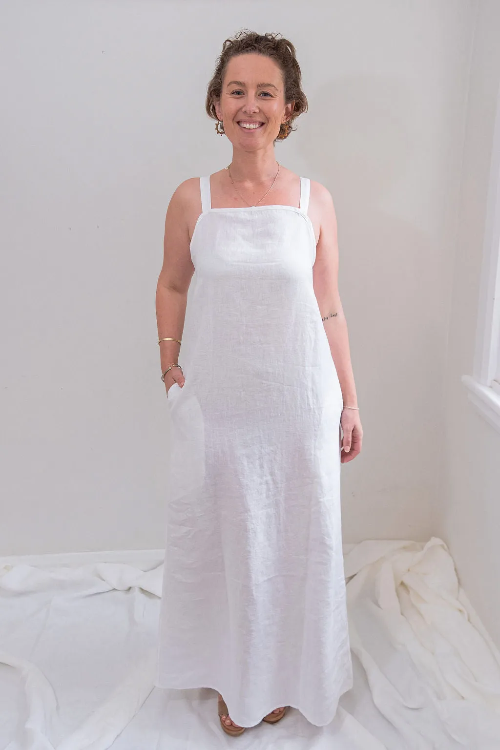 CLEARANCE: Linen Maxi Dress - Check