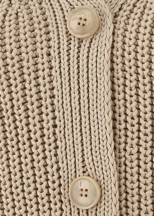 Cotton thick knit Cardigan w collar