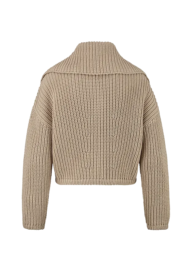Cotton thick knit Cardigan w collar