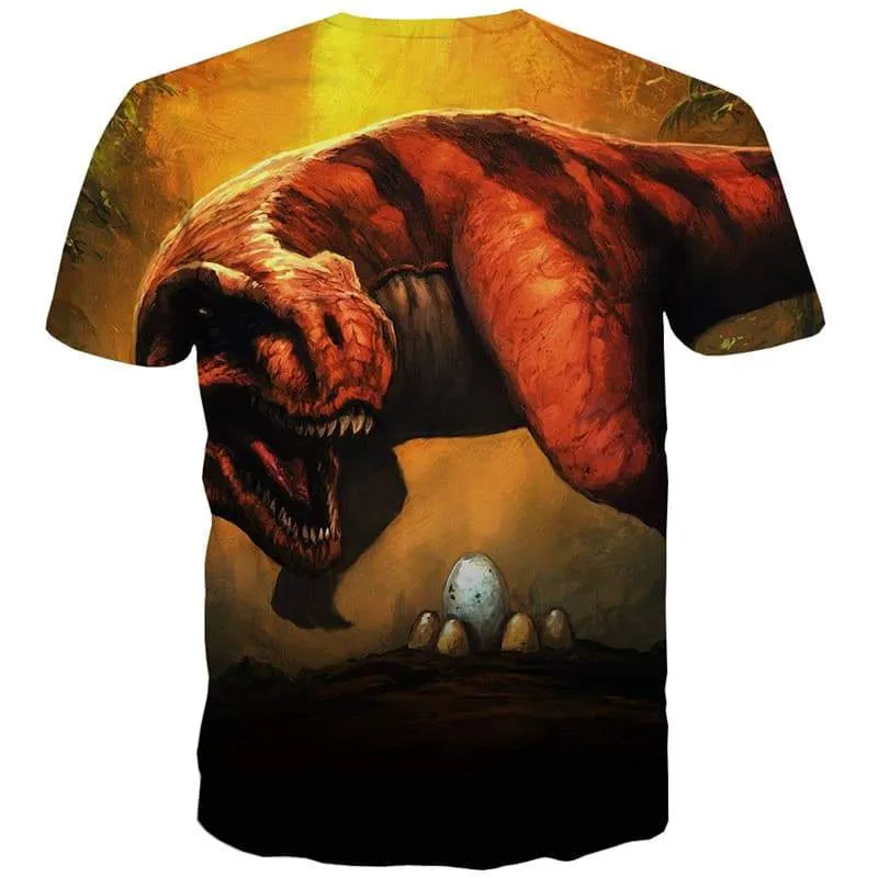 Dinosaur T-shirt Men Animal Tshirt Printed Science Fiction Shirt Print Ferocious Tshirts Casual Funny Tshirts Novelty