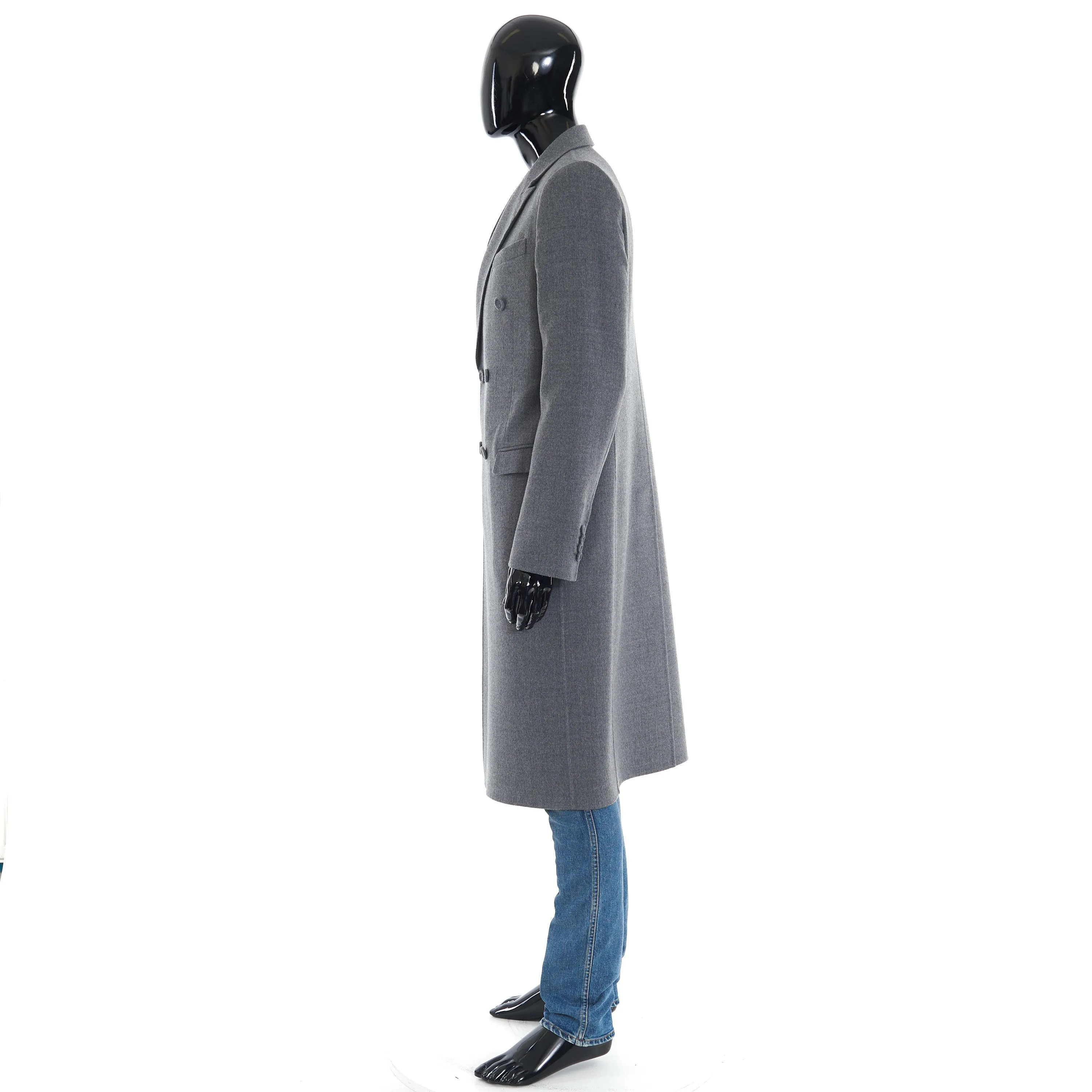 Double Breasted Coat In Gray Virgin Wool