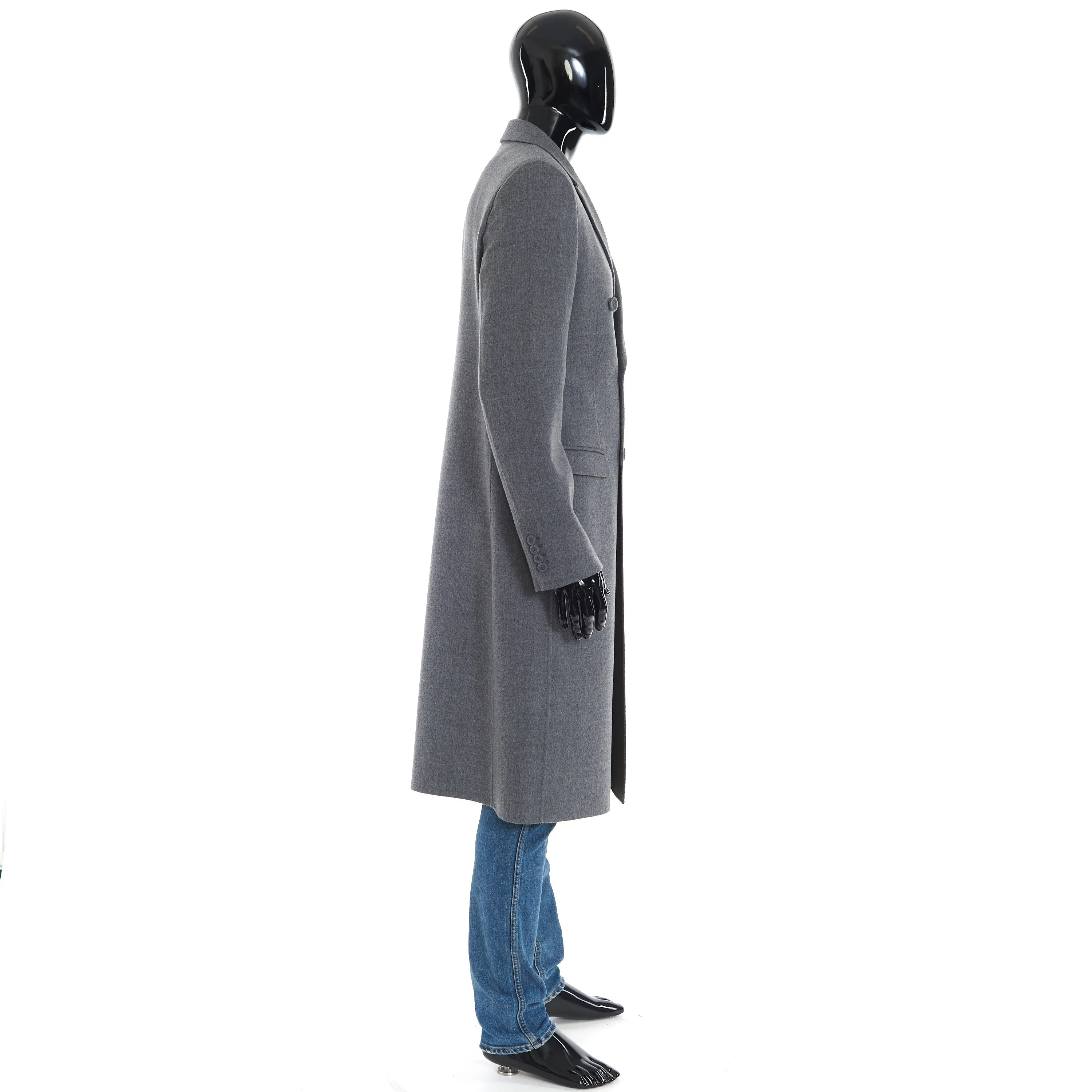 Double Breasted Coat In Gray Virgin Wool