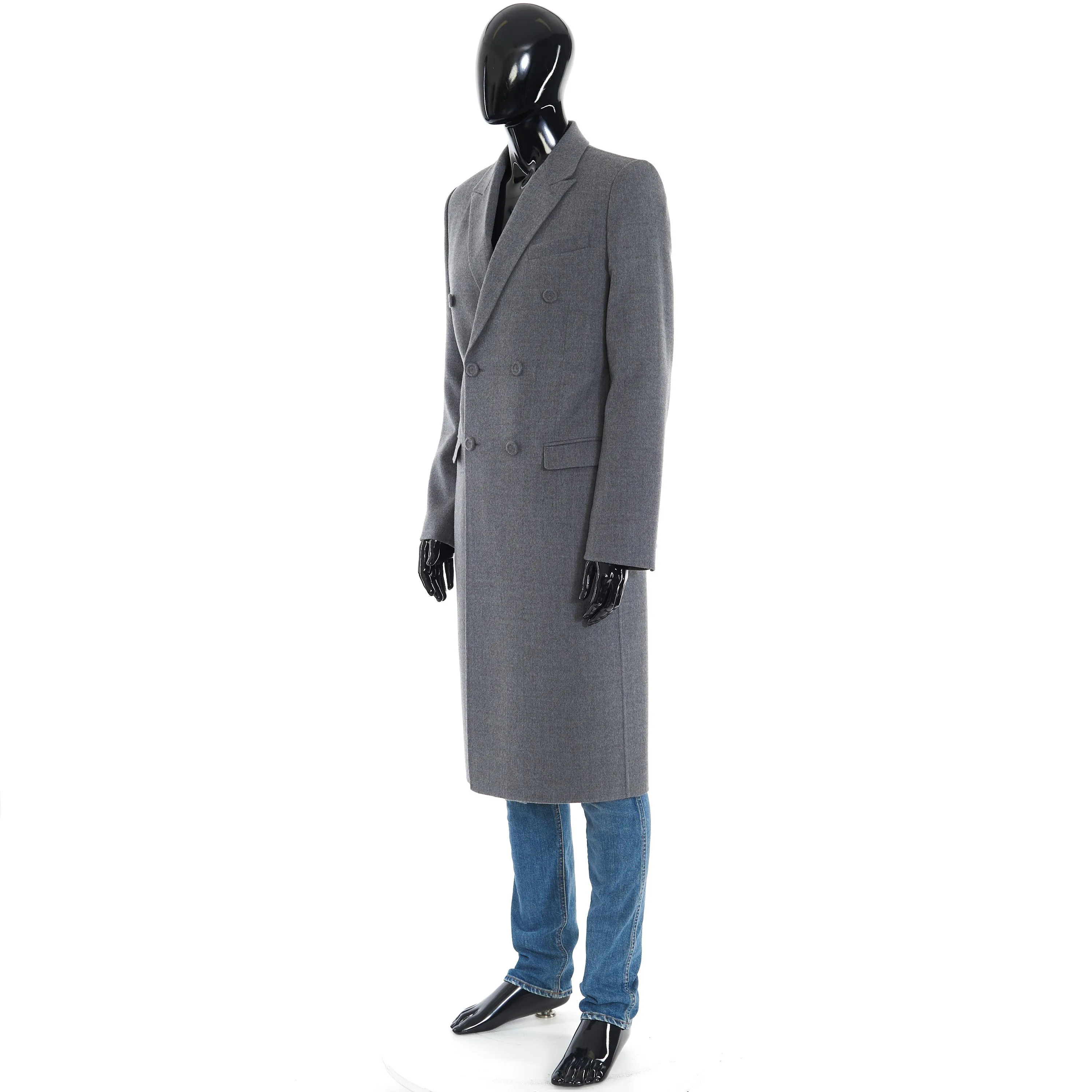 Double Breasted Coat In Gray Virgin Wool