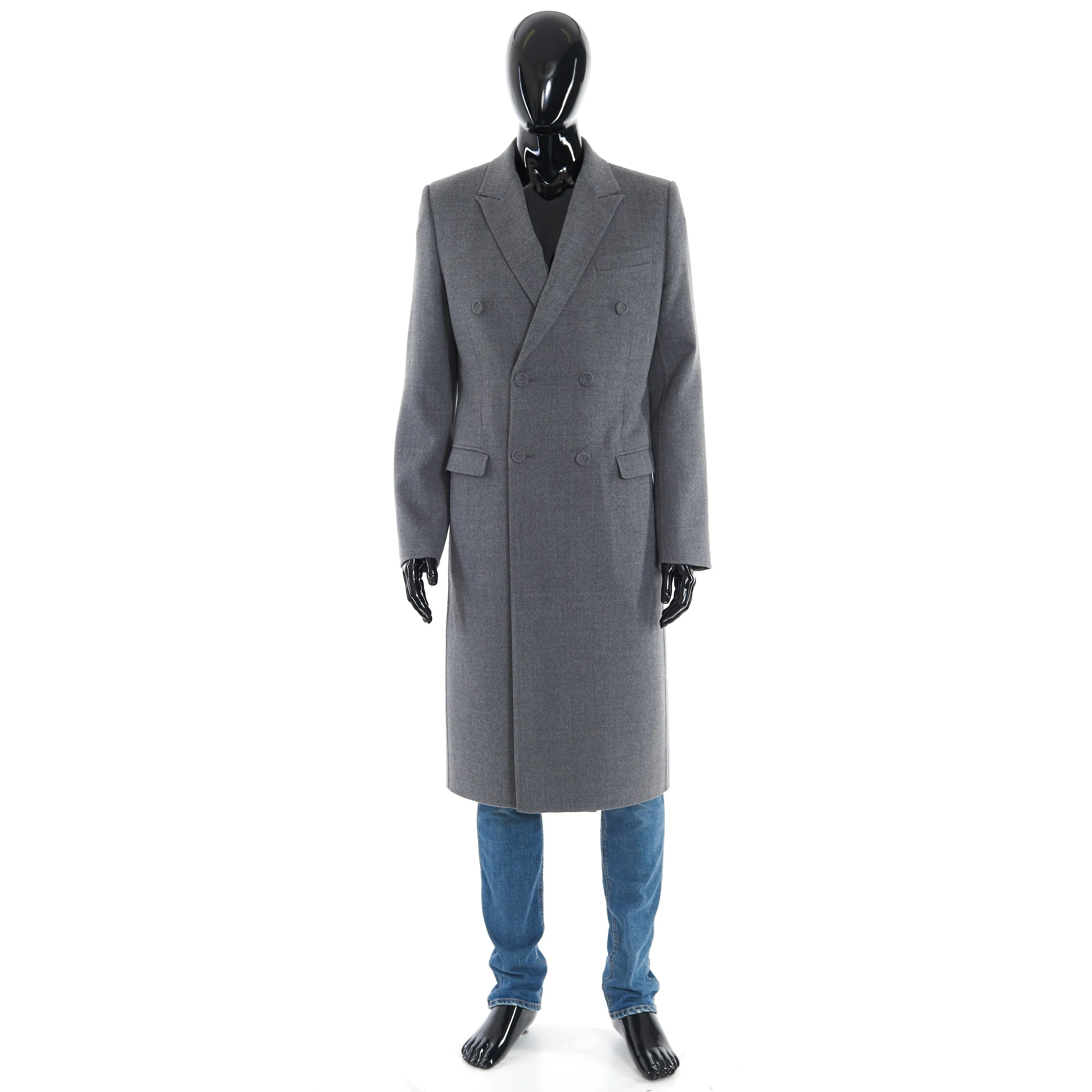 Double Breasted Coat In Gray Virgin Wool