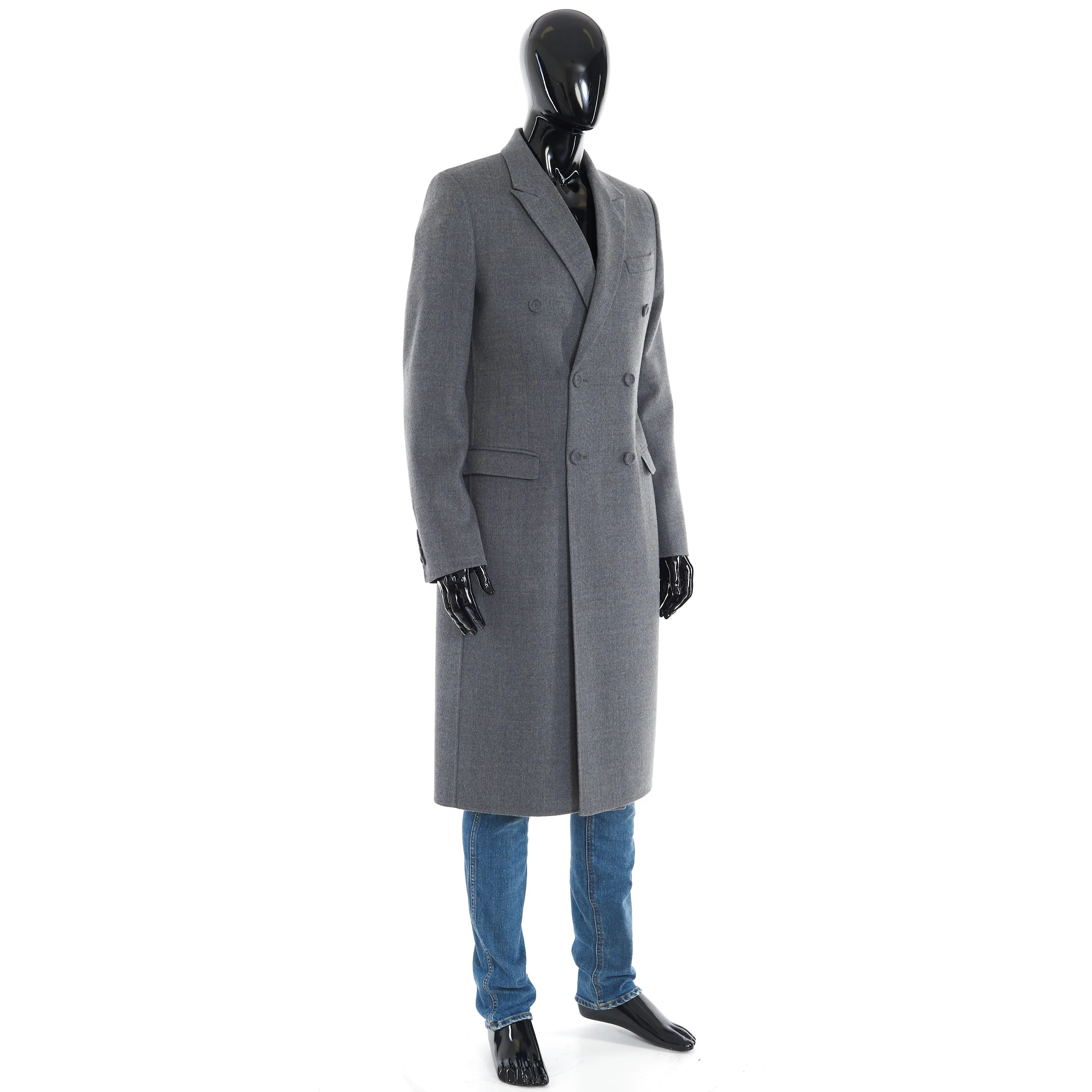 Double Breasted Coat In Gray Virgin Wool
