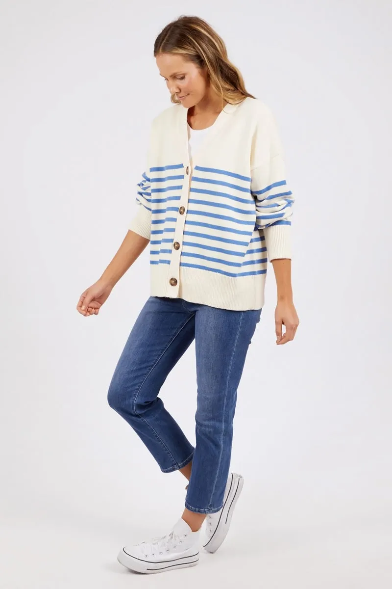 Elm - Mabel Stripe Cardi - Cerulean Blue/White Stripe
