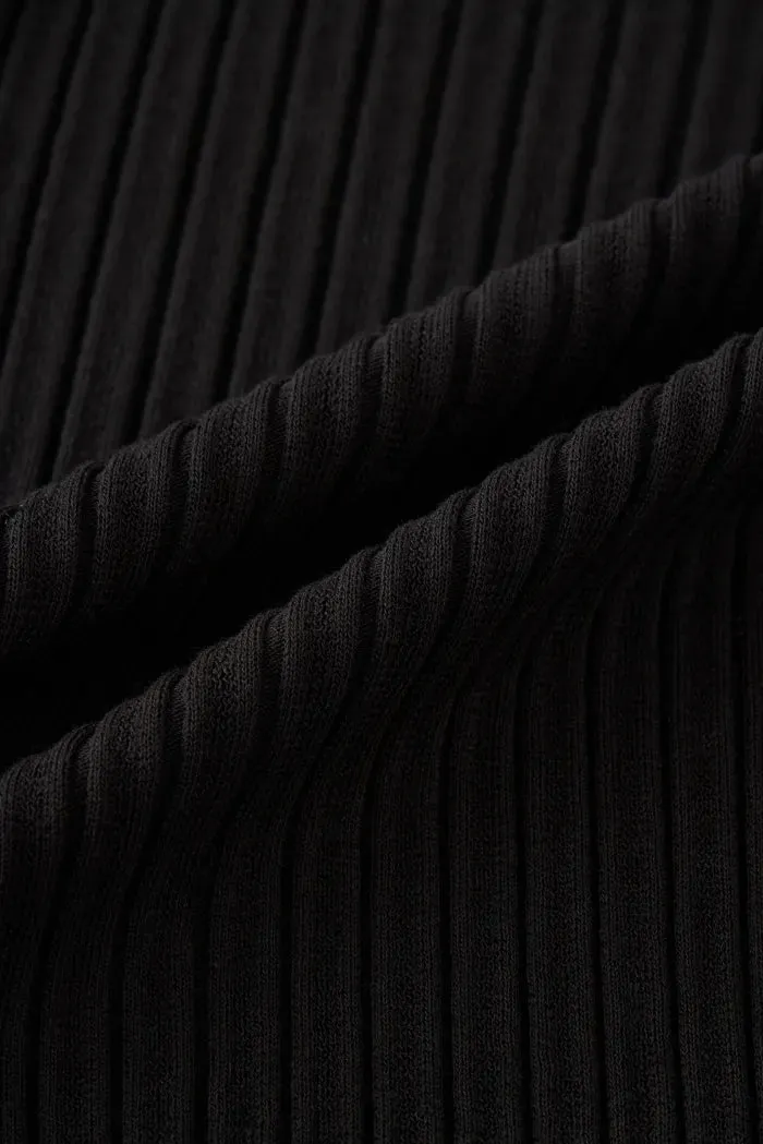 Emma Black Fitted Cardigan in Cotton Blend Yarn Knit