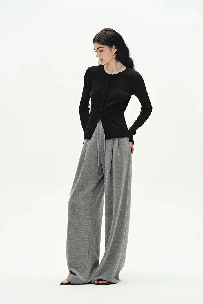 Emma Black Fitted Cardigan in Cotton Blend Yarn Knit