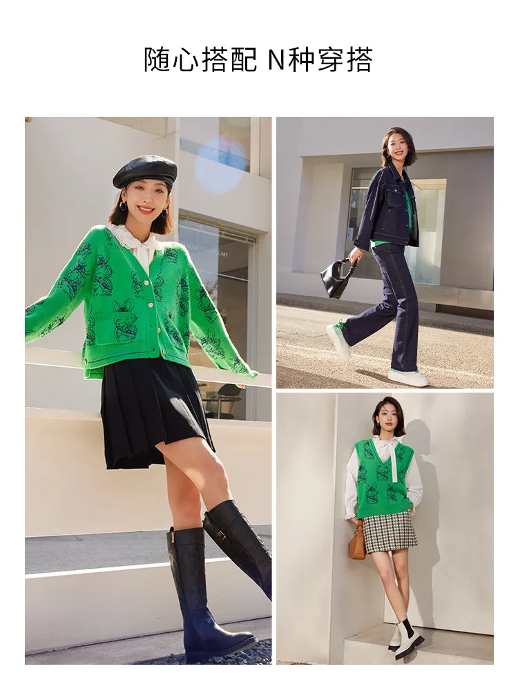 EP YAYING Short Knit Cardigan