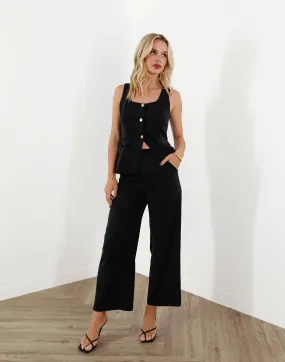 Erenza Pants - High Waist Tailored Pants - Black