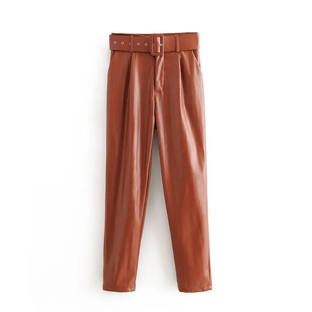 FAUX LEATHER HIGH WAIST