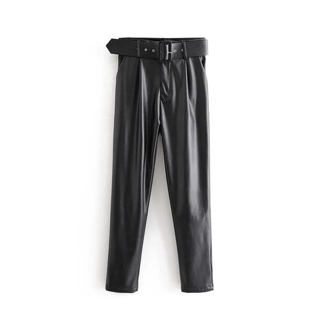 FAUX LEATHER HIGH WAIST