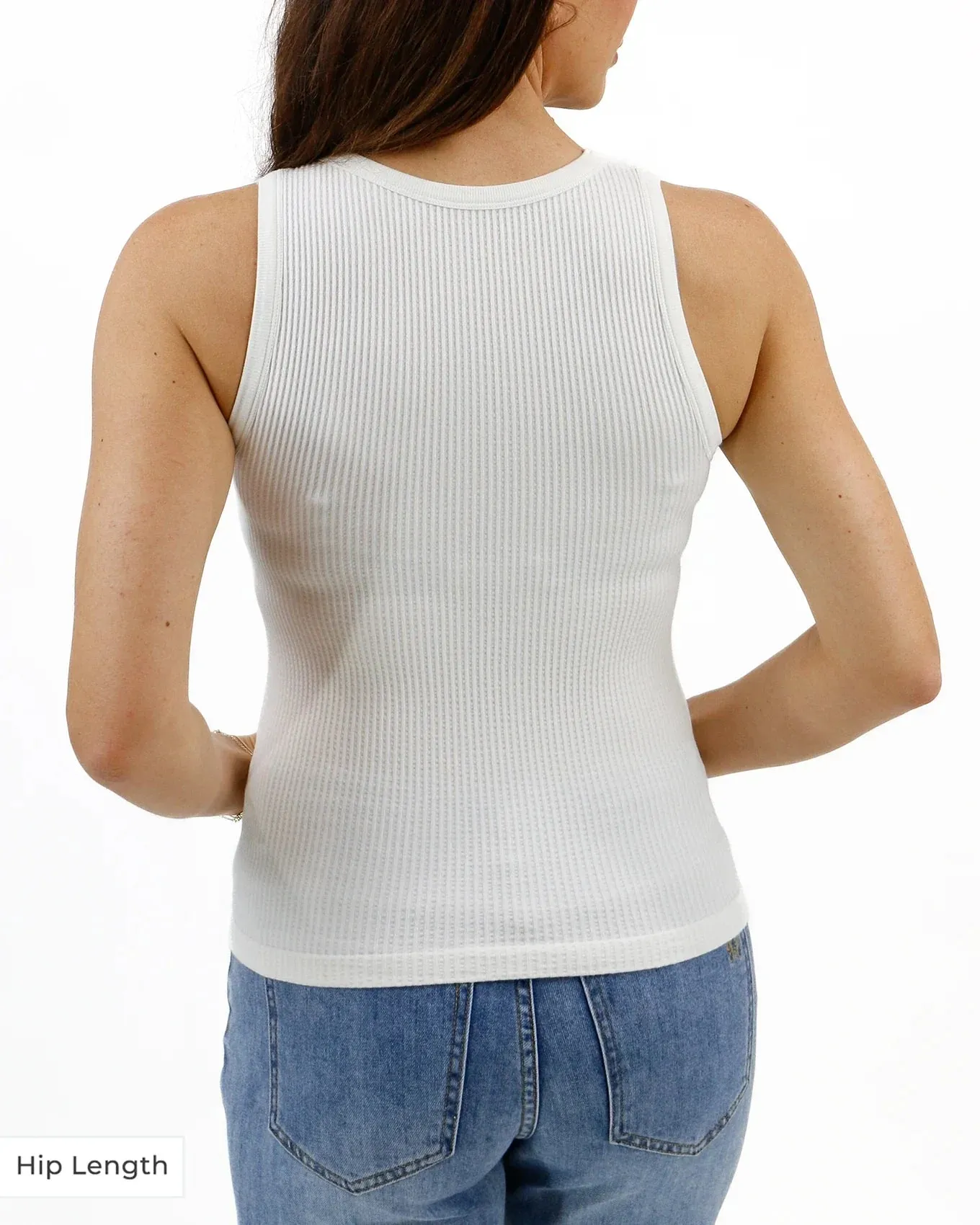 Grace and Lace | High Neck Brami Tank | Ivory | HIP LENGTH