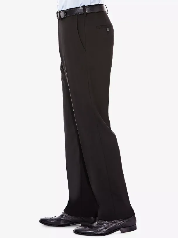 Haggar Mens Classic fit Dress Pants 36 / 32 Black Solid Stretch
