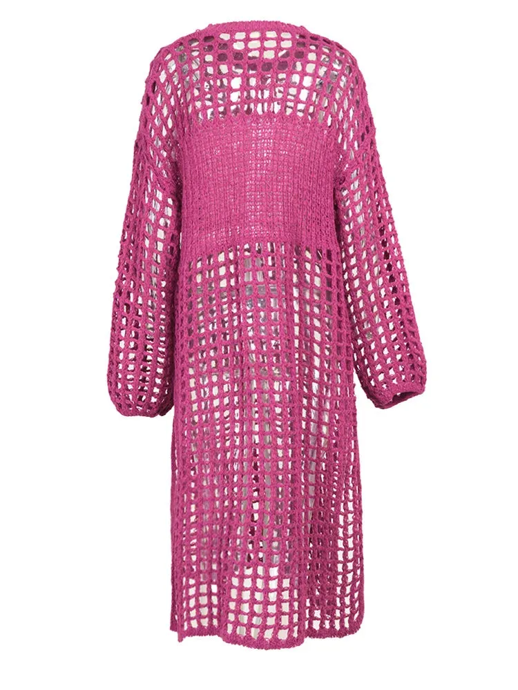 HEYFANCYSTYLE Luxe Crochet Split Midi Dress
