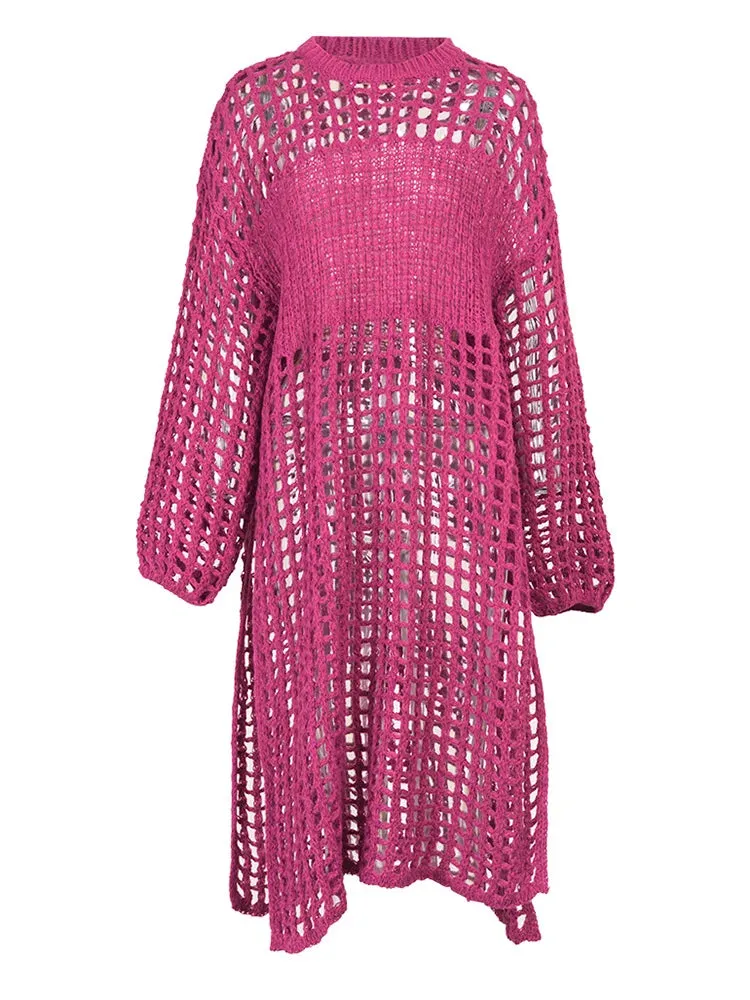 HEYFANCYSTYLE Luxe Crochet Split Midi Dress