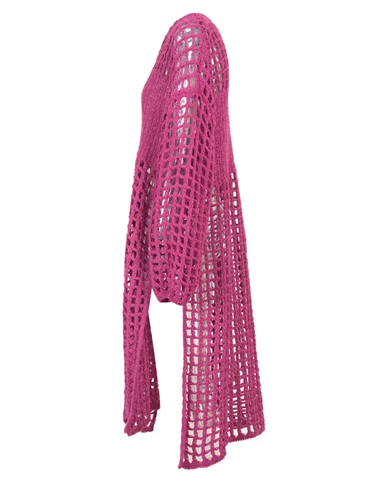 HEYFANCYSTYLE Luxe Crochet Split Midi Dress