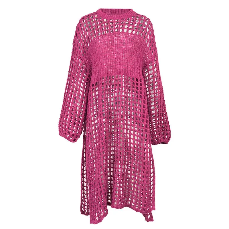 HEYFANCYSTYLE Luxe Crochet Split Midi Dress