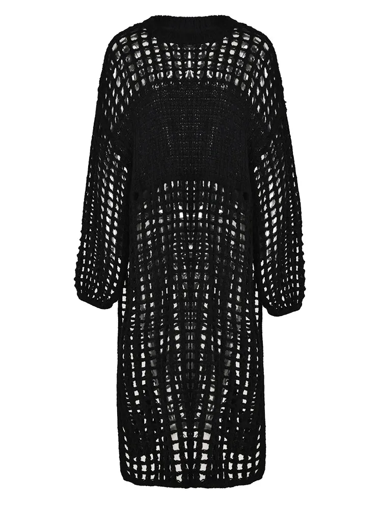 HEYFANCYSTYLE Luxe Crochet Split Midi Dress