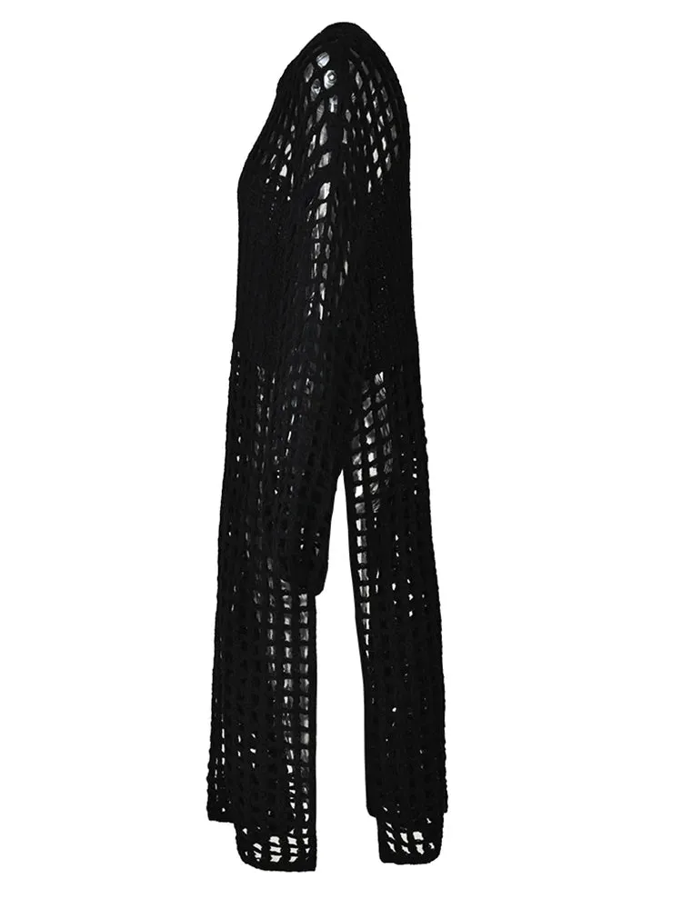 HEYFANCYSTYLE Luxe Crochet Split Midi Dress