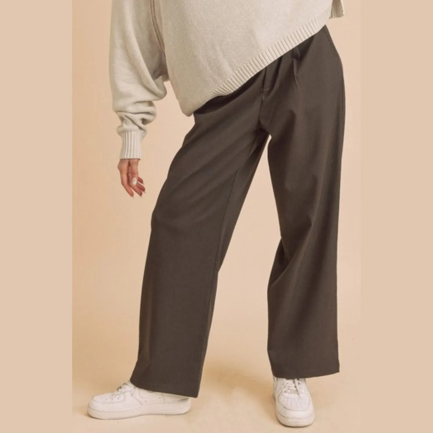 High Waist Wide Leg Pants with Side Pockets
