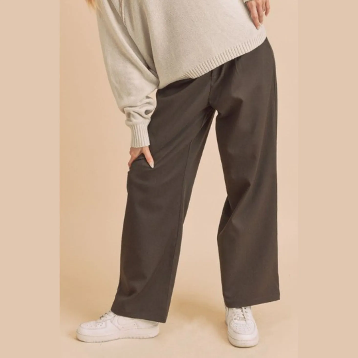 High Waist Wide Leg Pants with Side Pockets