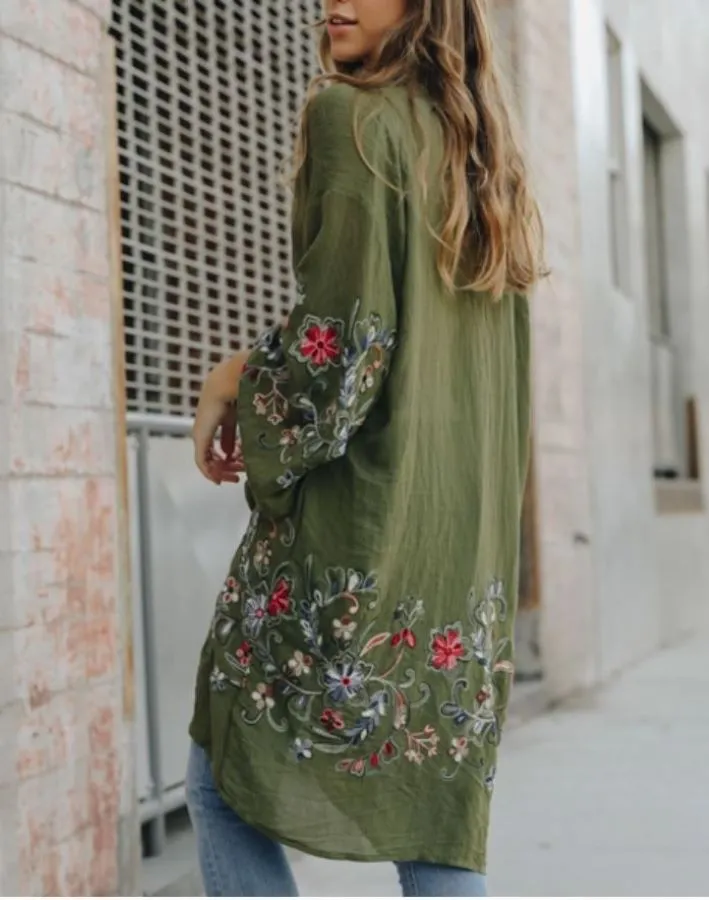 Kimono - Olive Floral