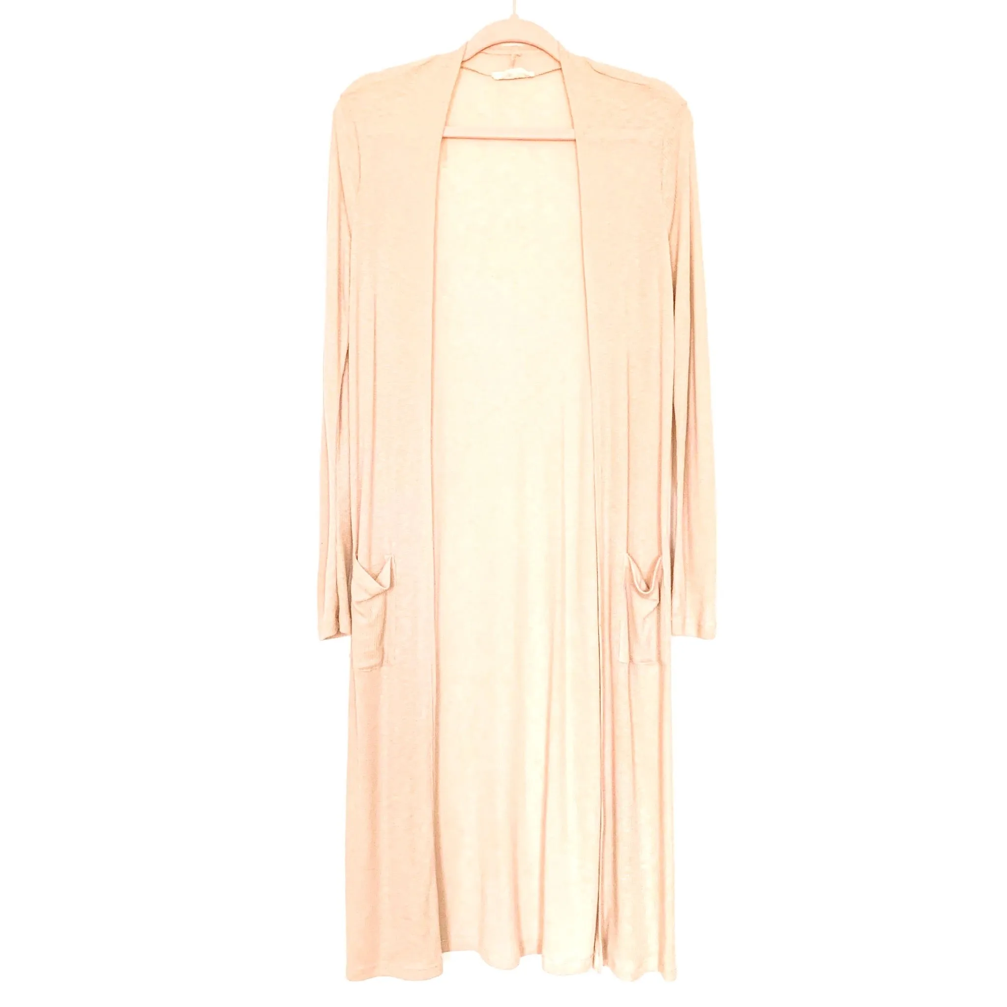 KyeMi Tan Ribbed Open Front Duster Cardigan- Size S