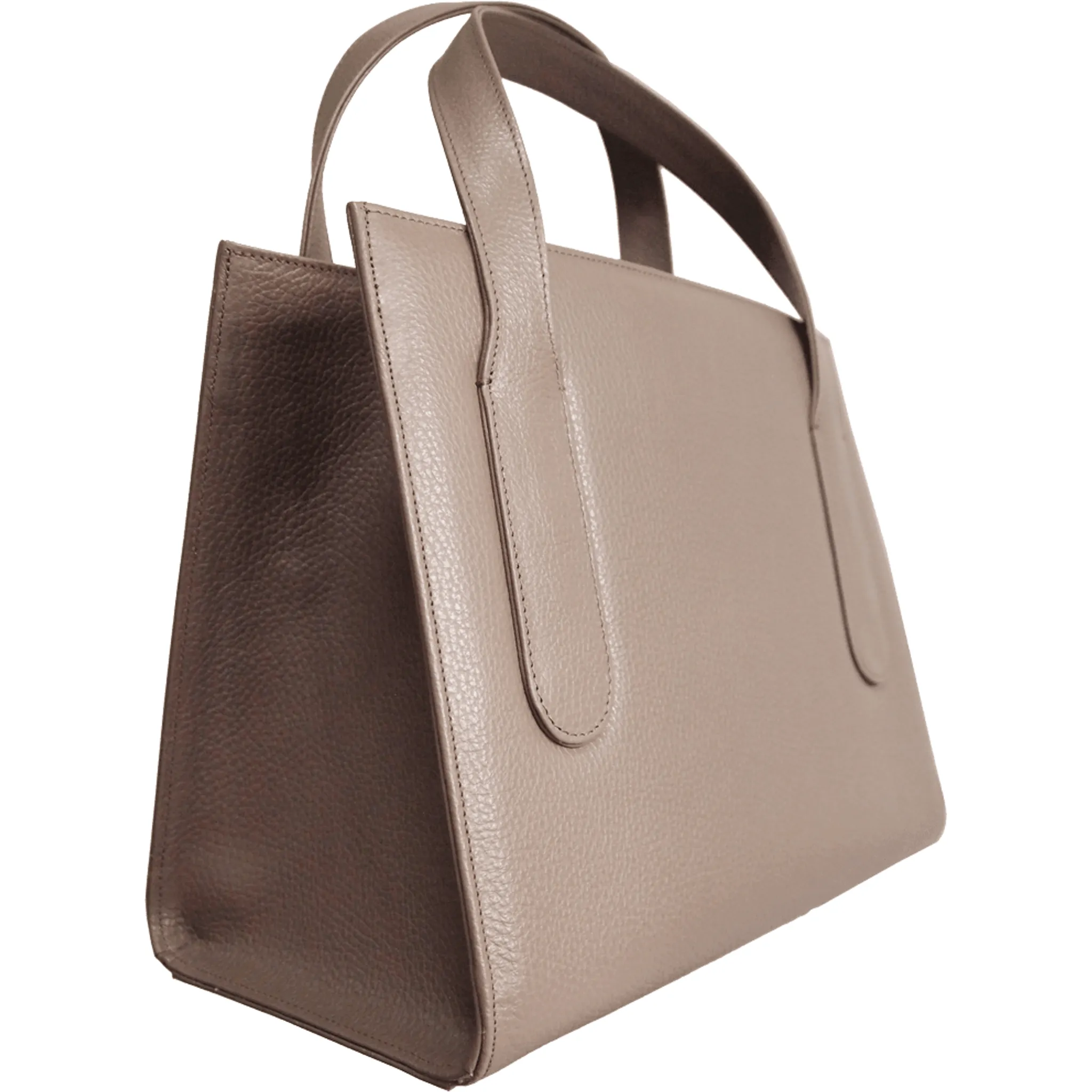 Large Pebbled Calf Leather Tote Taupe
