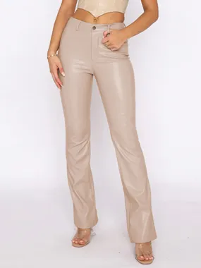 Leather High Waist Straight Pants
