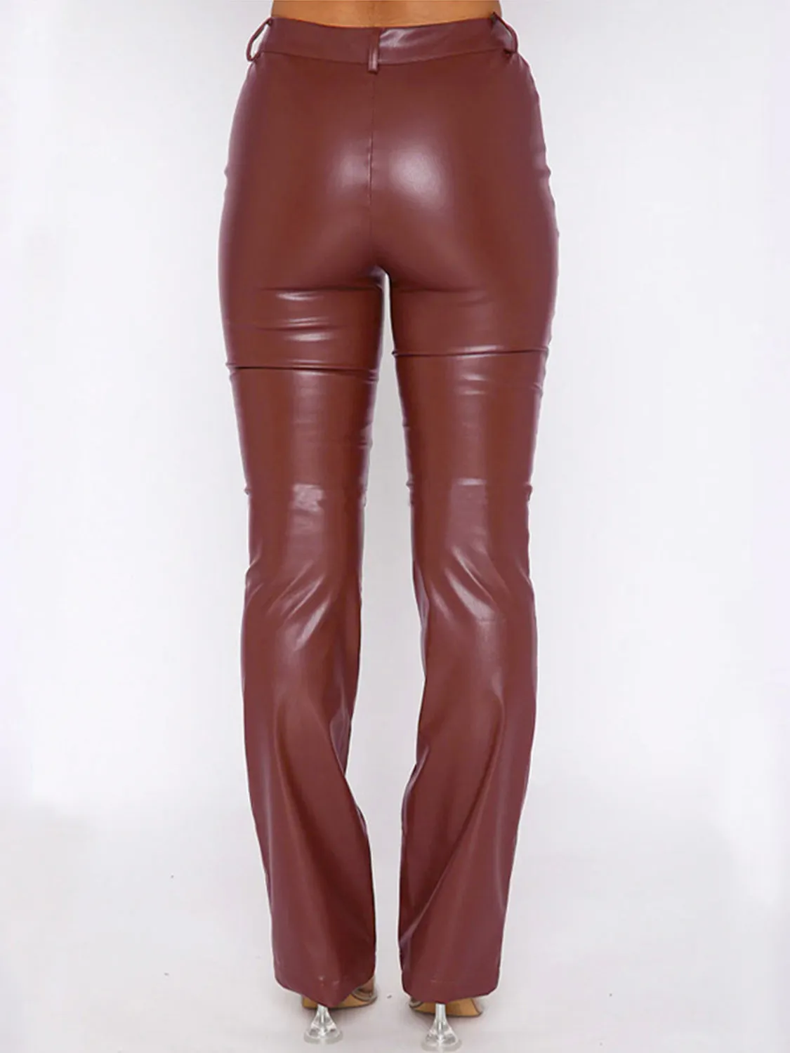 Leather High Waist Straight Pants