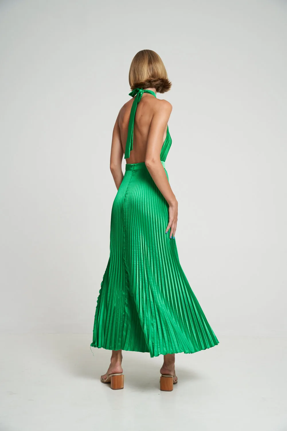 L'IDEE Woman Renaissance Split Gown Bright Green