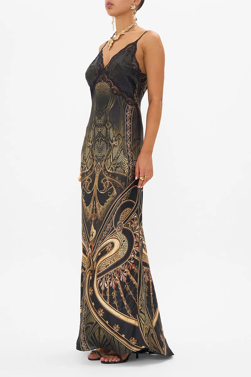 LONG BIAS SLIP DRESS W/ TRAIN