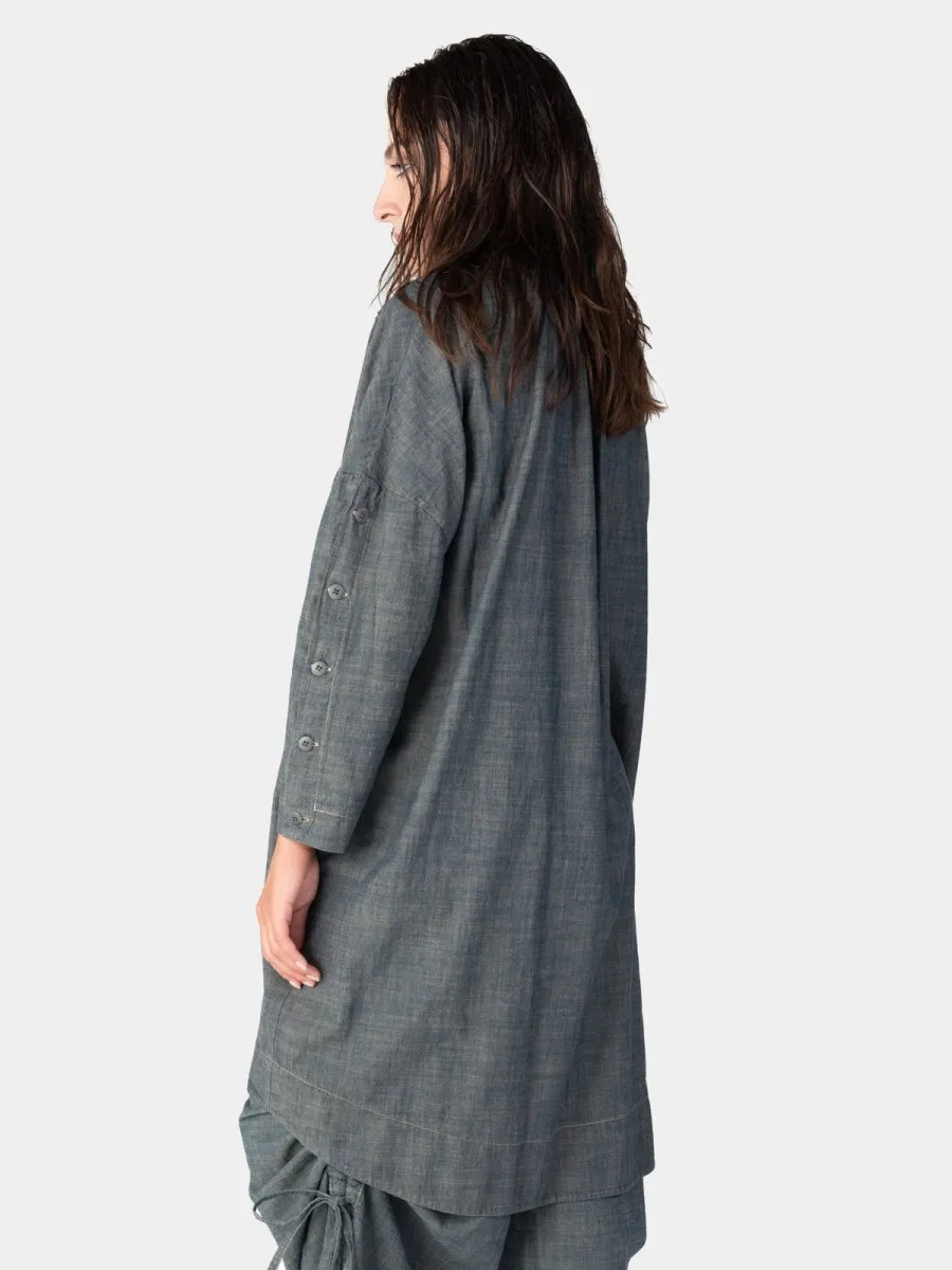 Long Sleeve Button Detail Midi Dress