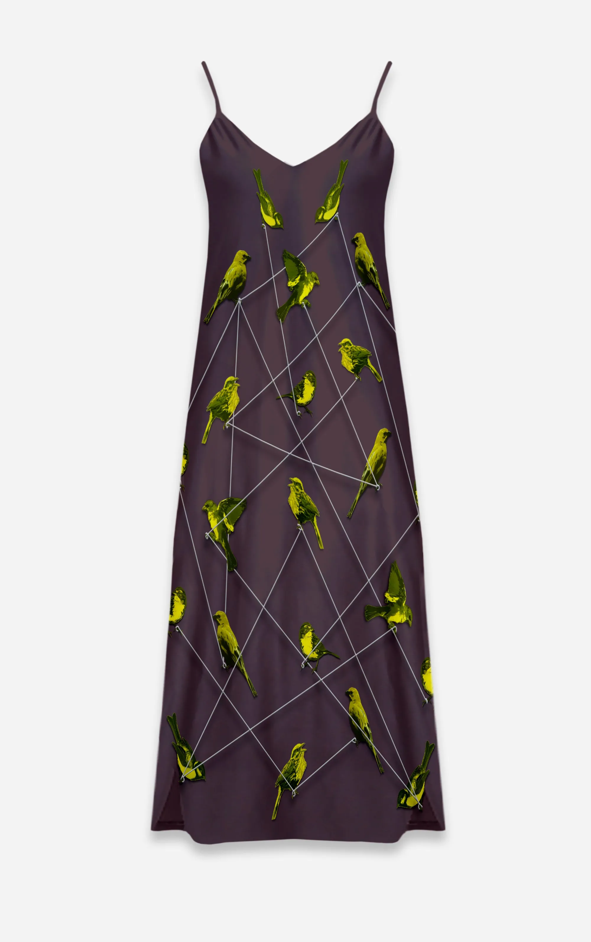 Make Me A Bird- 100% Silk Satin French Gothic V Neck Slip Dress in  Muted Eggplant Wine | Le Leanian™